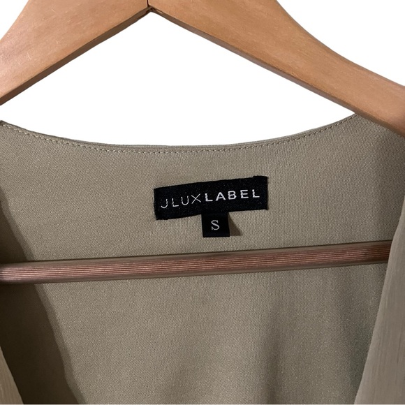 JLUXLABEL Two Piece Olive Green Sage Wrap Wide Leg Set - Picture 12 of 14